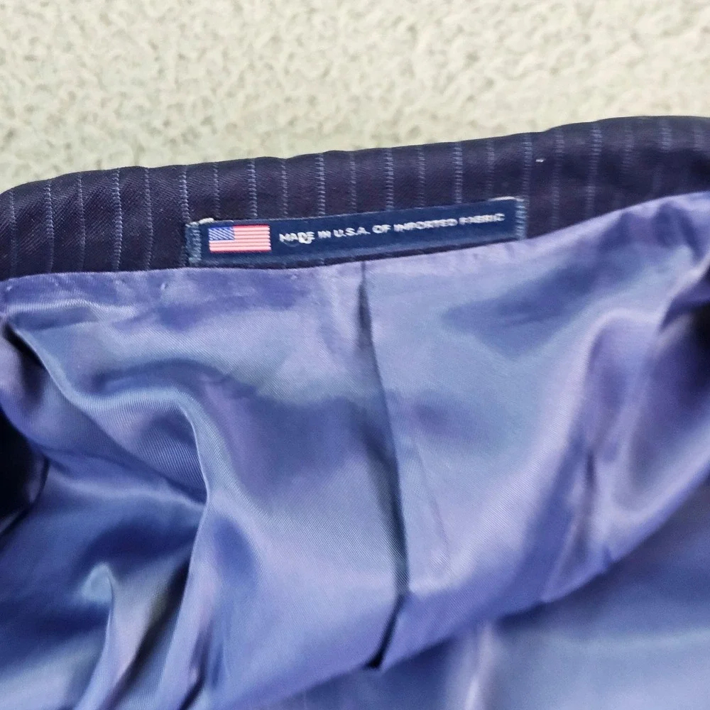 Hart Schaffner Marx Suit Jacket Mens 50L Blue Pinstripe Wool Chicago Fit
